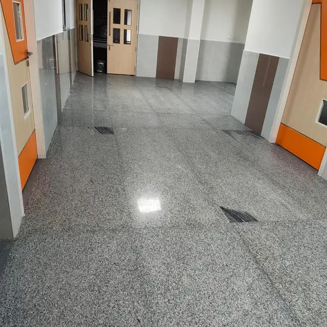 Granite floor in a hall of a newly built building